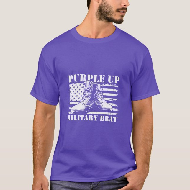 Camiseta Niños del Mes de Mes de Niños Militares Brat Purpl (Anverso)