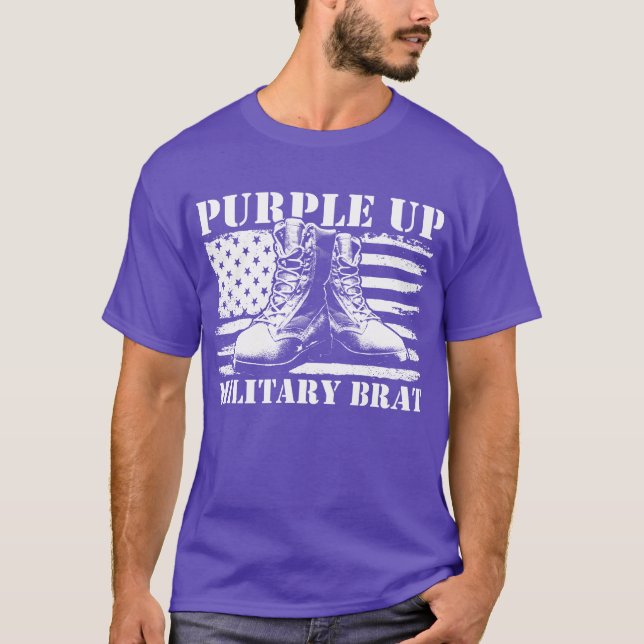 Camiseta Niños del Mes de Mes de Niños Militares Brat Purpl (Anverso)