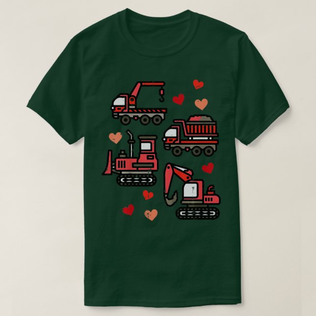 Camiseta Niños Día de San Valentín Construcción Camiones Gr (Diseño del anverso)