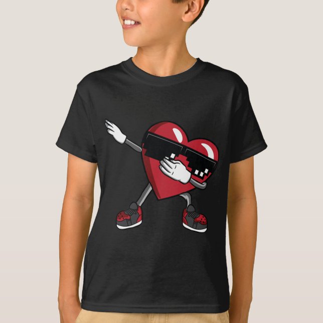 Camiseta Niños Día de San Valentín Gracioso Dabbing Hearts  (Anverso)