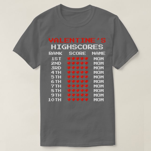 Camiseta Niños día de San Valentín Niños Retro Videojuegos  (Diseño del anverso)
