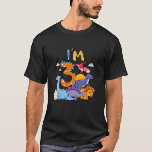 Camiseta Niños Dino 3ro cumpleaños niño de 3 años Chica Din