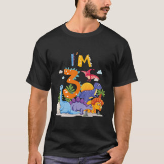 Camiseta Niños Dino 3ro cumpleaños niño de 3 años Chica Din