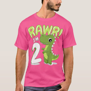 Camiseta Niños Dinosaurio 2.º Aniversario Afeite Dinosaurio