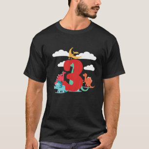 Camiseta Niños Dinosaurio Dino 3 Cumpleaños Soy 3 Niños 3 A