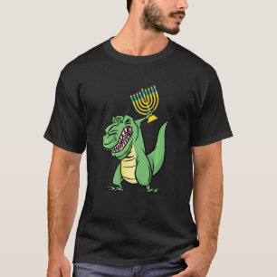Camiseta Niños Dinosaurio Menorah Hanukkah TRex Chanukah Je