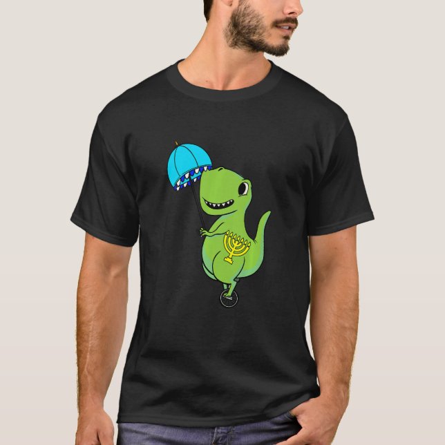 Camiseta Niños Dinosaurio Paraguas Hanukkah Rex Chanukah Je (Anverso)