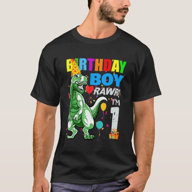 Camiseta Niños Dinosaurio Primer Niño Niño Un Año Ol (Anverso)