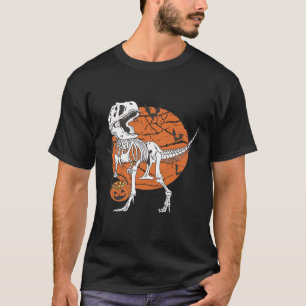 Camiseta Niños Dinosaurio Skeleton T Rex Scary Pumpkin Moon