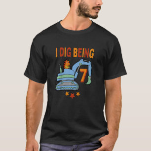 Camiseta Niños dinosaurios cavan séptimo cumpleaños, Constr
