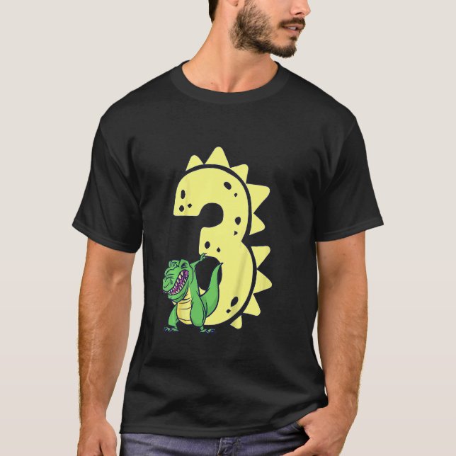 Camiseta Niños Dinosaurios Cumpleaños Niño de 3 años Rex 3B (Anverso)
