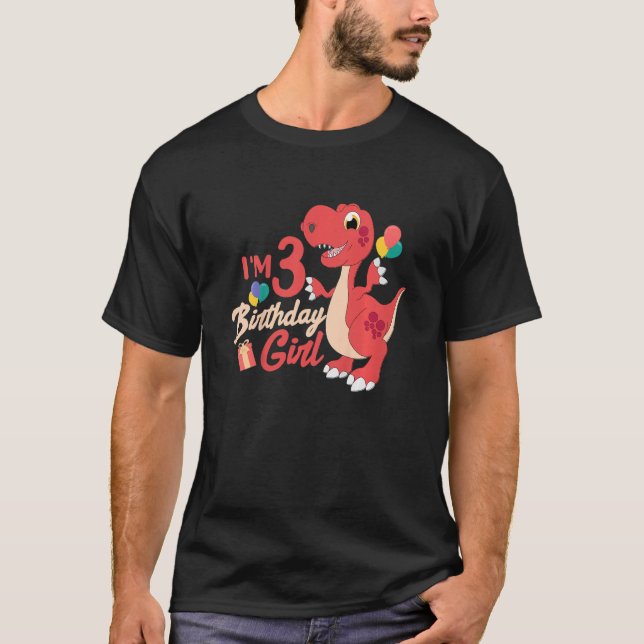 Camiseta Niños Dinosaurios Cute Dino Soy el Chica de cumple (Anverso)