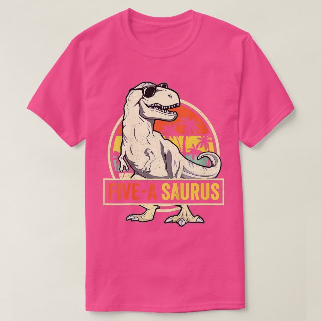 Camiseta Niños Dinosaurios de 5 años Cumpleaños 5 Rex Dino  (Diseño del anverso)