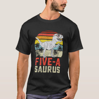 Camiseta Niños Dinosaurios de 5 años Cumpleaños 5 T Rex Din