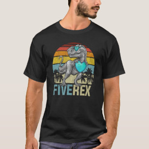 Camiseta Niños Dinosaurios de 5 años Cumpleaños 5 T Rex Din