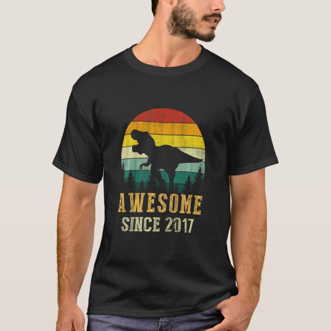 Camiseta Niños Dinosaurios de 5 años de edad asombroso Sinc (Anverso)