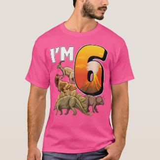 Camiseta Niños Dinosaurios De 6 Años Cumpleaños 6º Fiesta P