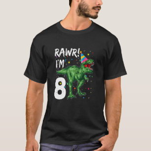 Camiseta Niños Dinosaurios de 8 años Rex 8 cumpleaños Dino 