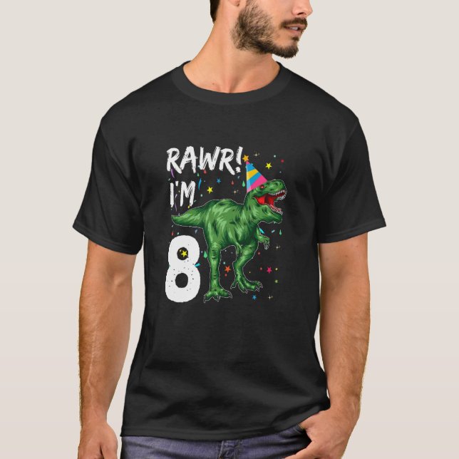 Camiseta Niños Dinosaurios de 8 años Rex 8 cumpleaños Dino  (Anverso)