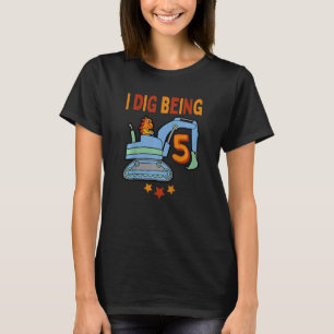 Camiseta Niños Dinosaurios Digger 5º cumpleaños, Construcci