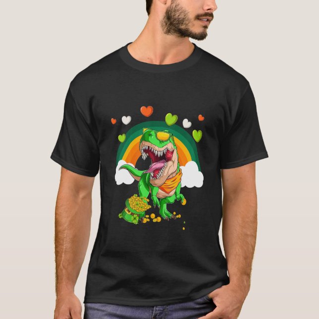 Camiseta Niños Dinosaurios Feliz Día de St Pat Trex Dino St (Anverso)