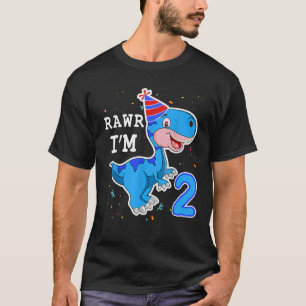 Camiseta Niños Dinosaurios Rawr Tengo 2 años segundo cumple