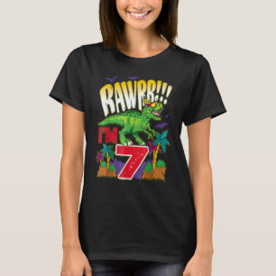 Camiseta Niños Dinosaurios Rawr Tengo 7 Años 7 Cumpleaños R