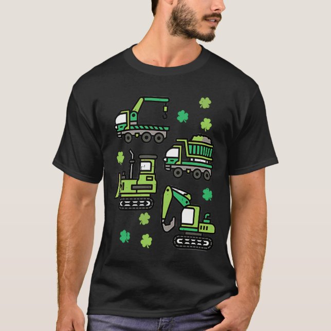 Camiseta Niños divertidos en los camiones de construcción d (Anverso)