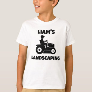Camiseta Niños divertidos montando una cortadora de hierba 
