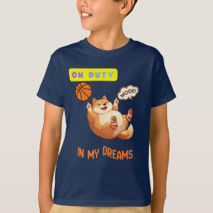 Camiseta Niños Divertidos Perro de Baloncesto De Servicio E