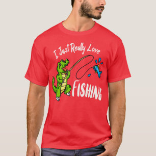 Camiseta Niños divertidos que pescan cocodrilos en ángulo
