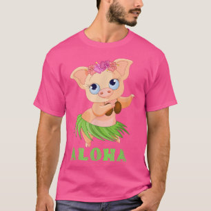 Camiseta Niños divertidos Tiki Cerdo Hula bailando Cerdo Lu