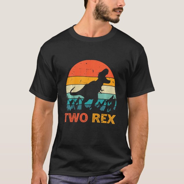 Camiseta Niños Dos Rex Cumpleaños Dos Rex Dinosaurio Segund (Anverso)
