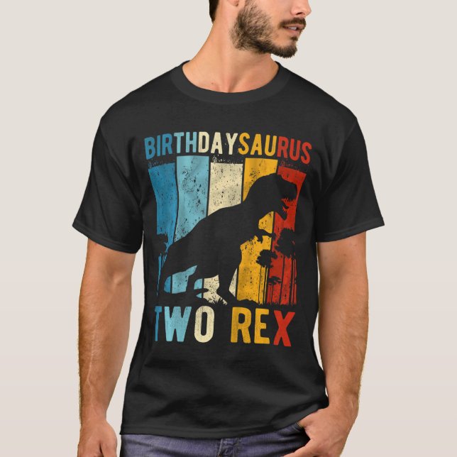 Camiseta Niños Dos Rex Dinosaurios de Cumpleaños T Rex 2n (Anverso)