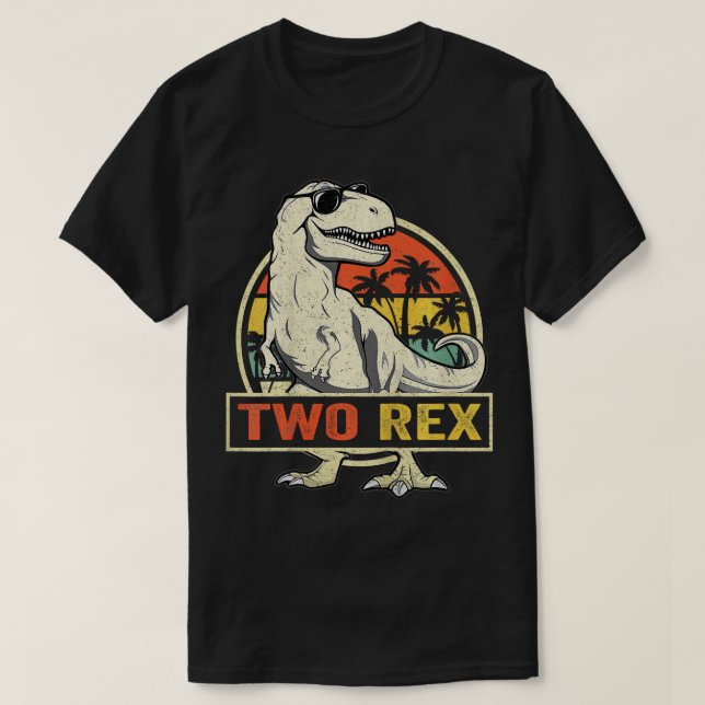 Camiseta Niños Dos Rex Regalo de cumpleaños Segundo Dinosau (Diseño del anverso)
