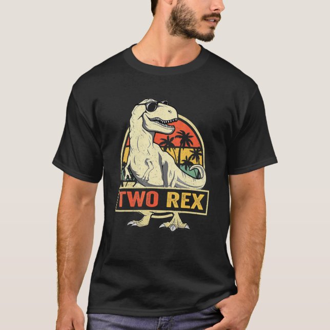 Camiseta Niños Dos Rex Segundo Cumpleaños Segundo Dinosauri (Anverso)