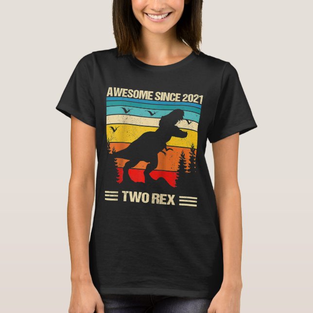 Camiseta Niños Dos Rex Segundo Cumpleaños Segundo Dinosauri (Anverso)