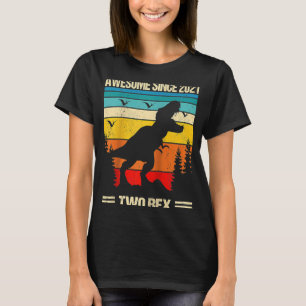 Camiseta Niños Dos Rex Segundo Cumpleaños Segundo Dinosauri
