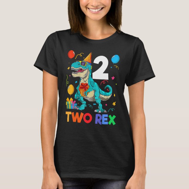 Camiseta Niños Dos Rex Segundo Cumpleaños Segundo Dinosauri (Anverso)
