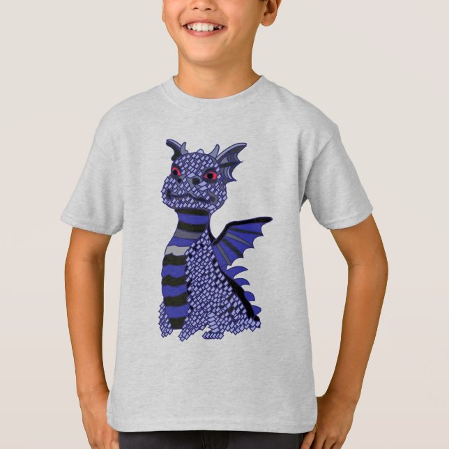 Camiseta Niños dragones de diamantes azules (Anverso)
