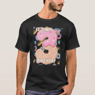 Camiseta Niños dulces donut es mi tercer cumpleaños 3 años