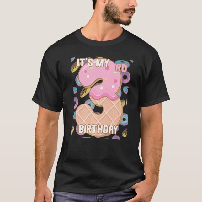 Camiseta Niños dulces donut es mi tercer cumpleaños 3 años (Anverso)