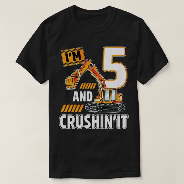 Camiseta Niños ecavator de construcción de vehículos de 5 a (Diseño del anverso)