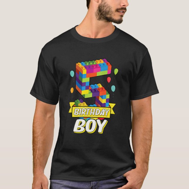 Camiseta Niños Edificio de 5 años de edad Bloques de 5 Años (Anverso)
