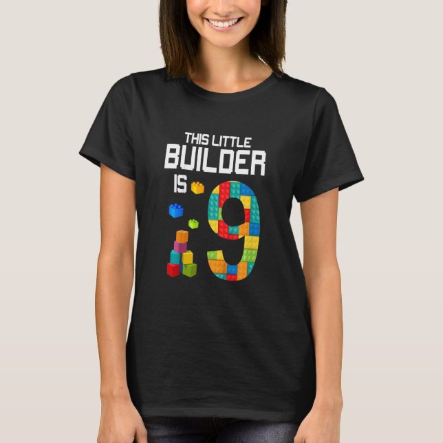 Camiseta Niños Edificio de 9 años de edad bloquea ladrillos (Anverso)