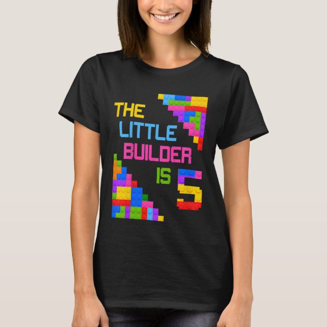 Camiseta Niños Edificios De 5 Años Bloques De Cumpleaños Ni (Anverso)