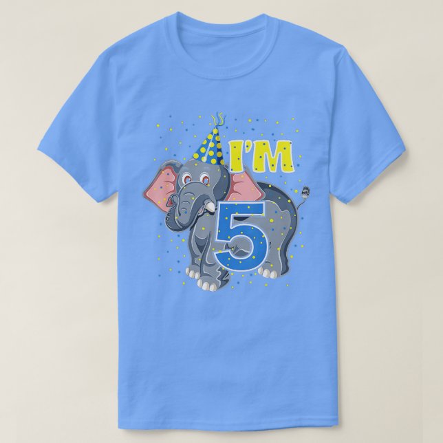Camiseta Niños Elefante de Cumpleaños de 5 años Zoológico 5 (Diseño del anverso)