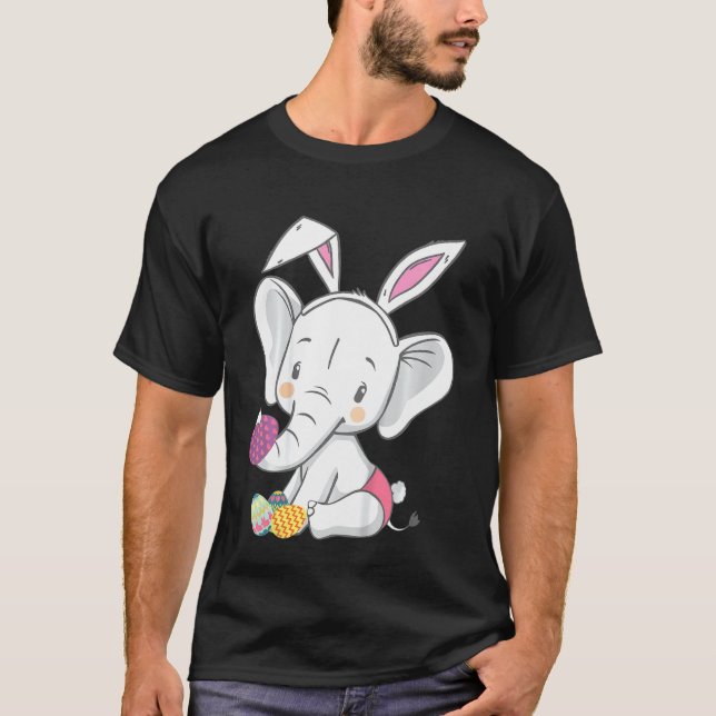 Camiseta Niños Elefantes Conejanos Orejas Pascua Día de Hue (Anverso)