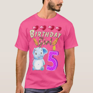 Camiseta Niños elefantes de 5 años Chica de cumpleaños 5 añ