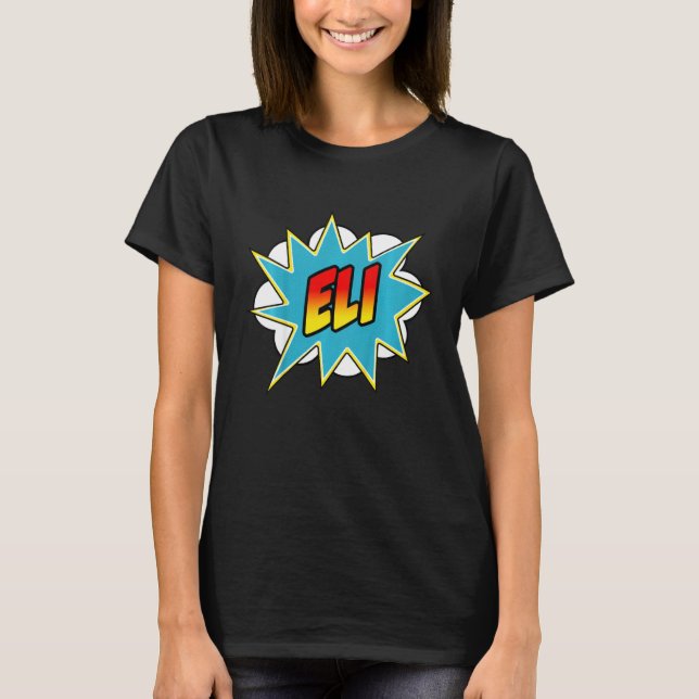 Camiseta Niños Eli Comic Book Superhero Nombre (Anverso)